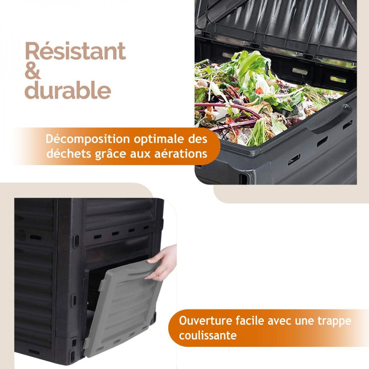 Linxor - Komposter, Behälter, Mülleimer für Gartenkompost - 300 L Grau, Grau