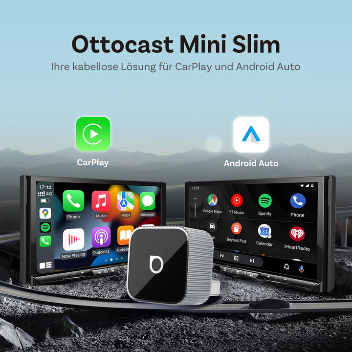 (2026 Aktualisiert) OTTOCAST Kabelloser CarPlay &amp; Android Auto Adapter 2-in-1, Ottocast Mini Slim fü