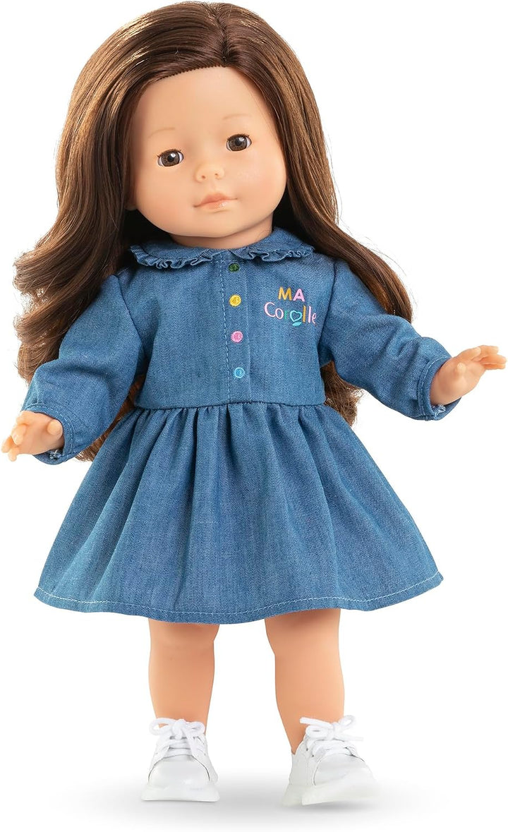 Ma Corolle 9000212860 Denim-Kleid, Langarm, Puppenkleid, 36 cm, ab 3 Jahren