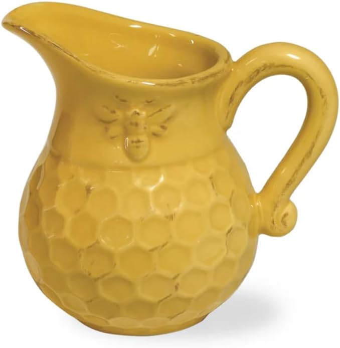 Boston International Geprägte Keramik Creme und Zucker-Set, 2-teilig, Wabenmuster Sahne / Zucker, Sa