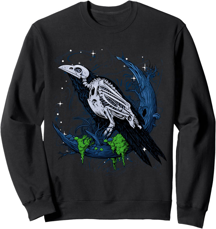 Rabe Vogel, Skelett Skull Krähe Fantasy , Wikinger Kunst Sweatshirt