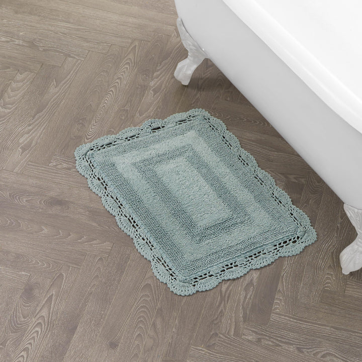 Laura Ashley Badvorleger, gehäkelt, Baumwolle, 43 x 61 cm, Aquamarin Aqua 17x24, Aqua 17x24