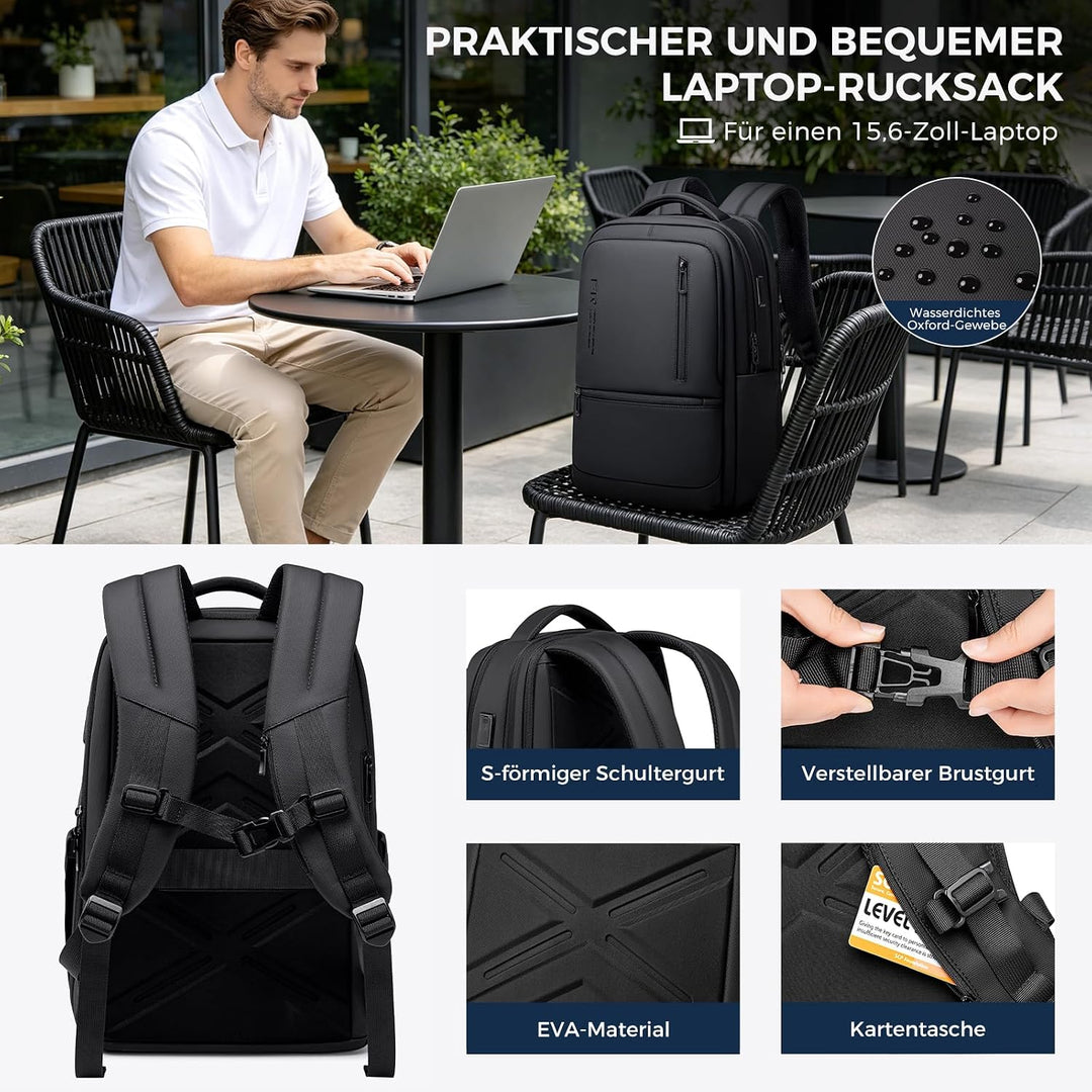 Fenree.geer 1800D Erweiterbarer Laptop Rucksack,Rucksack Herre 21,6L-32,4L Schwarz 2 Erweiterbar, Sc