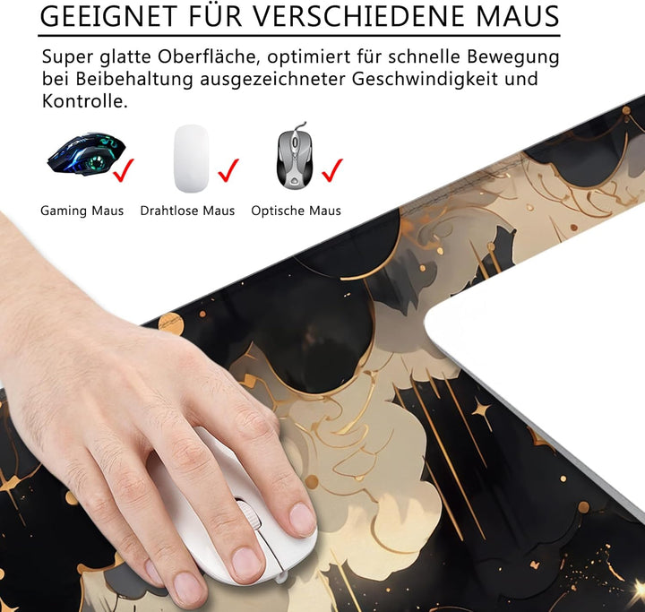 Schreibtischunterlage xl Mauspad Mond 80x30 cm Gross Gaming Mousepad Wolken PC Professionelle Gamer