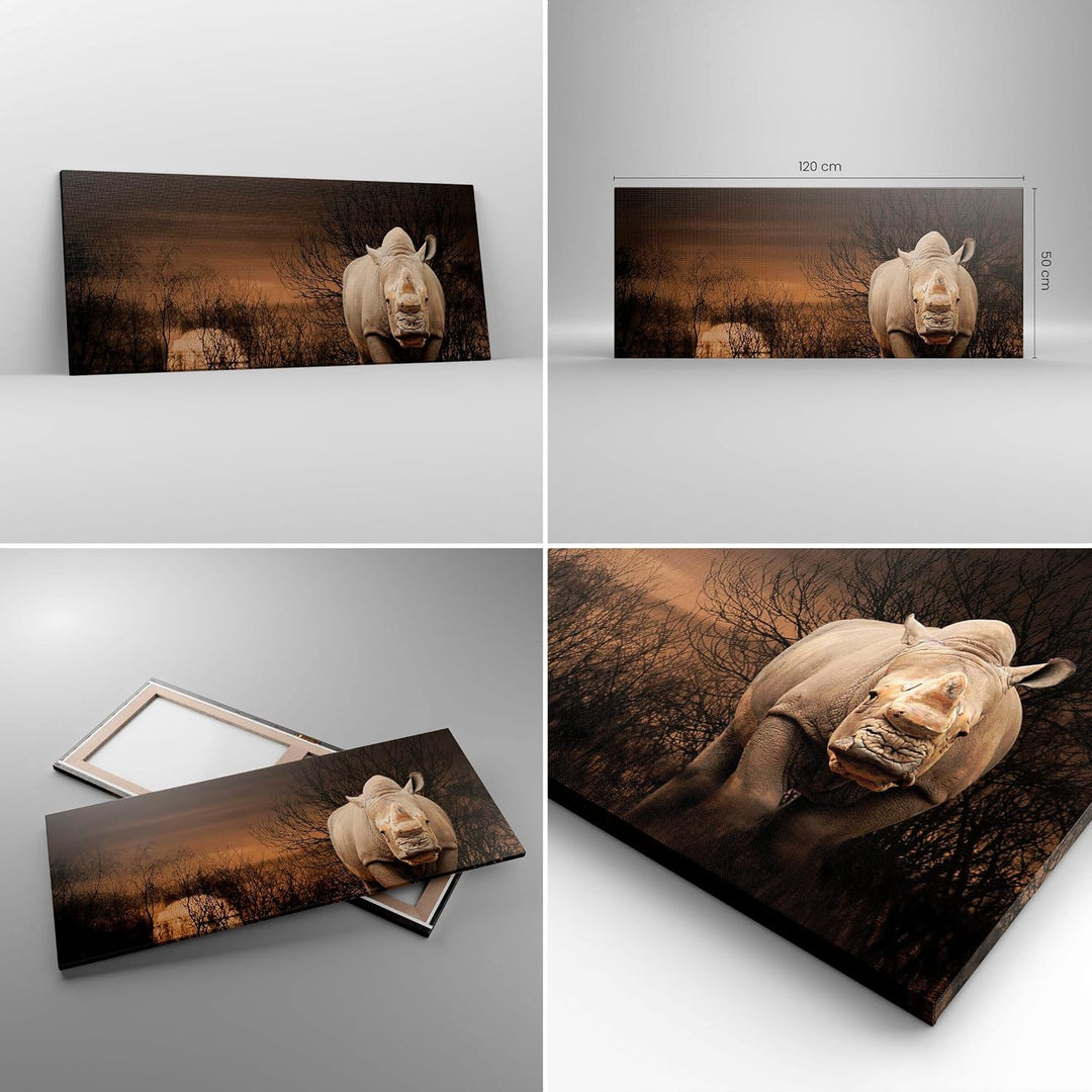 Wandbilder Dekoration Wohnzimmer Tier Nashörner Insekten Panorama Bilder auf Leinwand 120x50cm Leinw