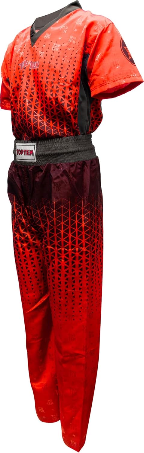 TOP TEN Kickboxuniform „Grafic“ Rot - Schwarz XL, Rot - Schwarz XL