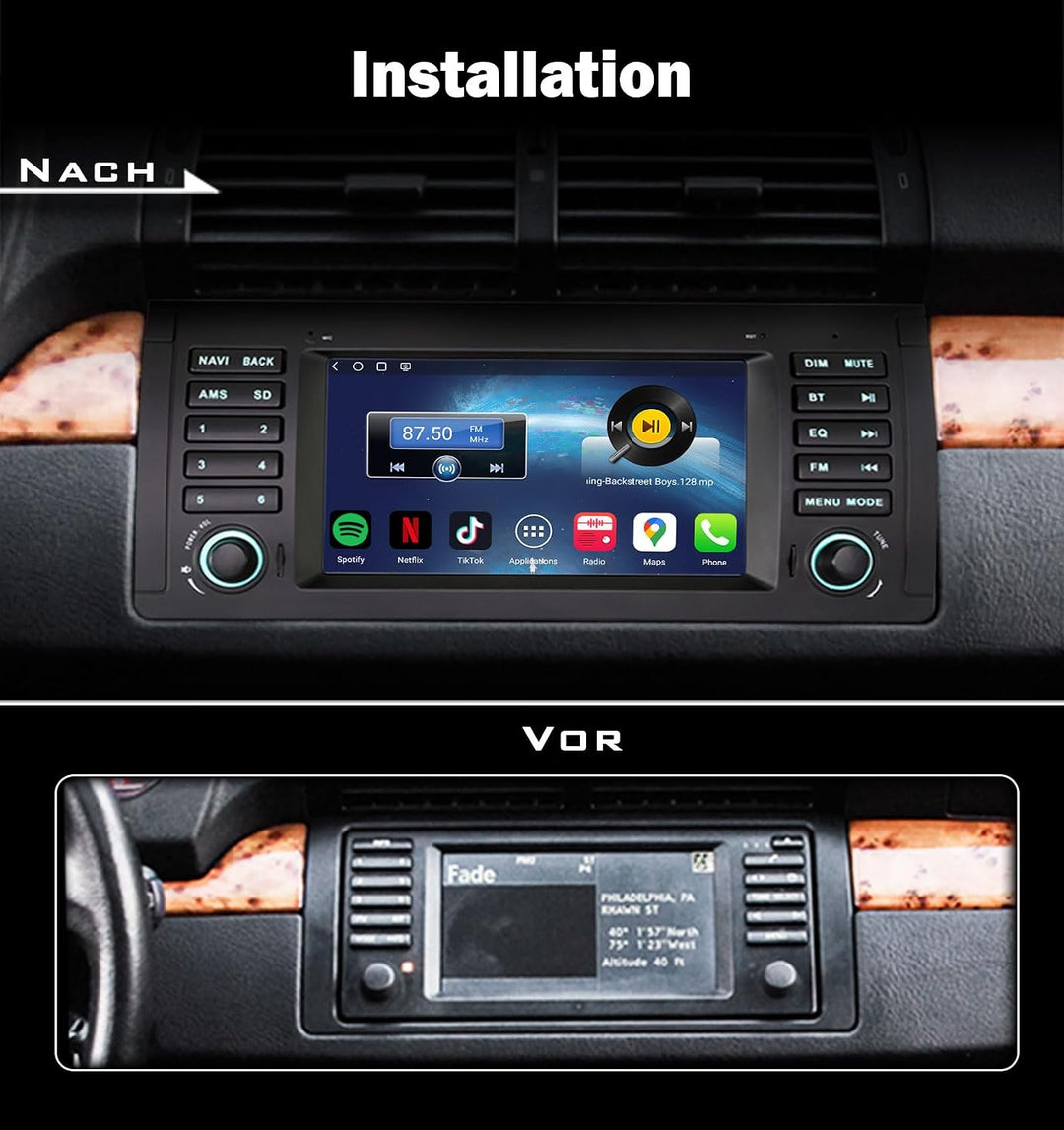Erisin 7 Zoll Snapdragon 8-Kern 4GB+64GB Android 14 Autoradio Bluetooth mit GPS Navigation für BMW X