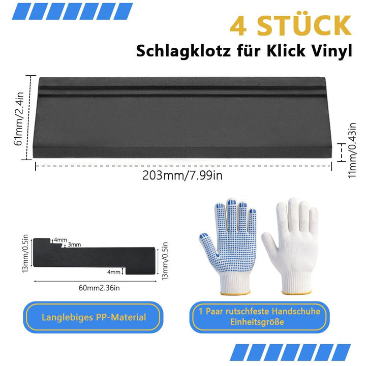 4 Stück Schlagholz Laminat Schlagklotz Vinylboden Werkzeug mit 3 verschiedenen Kanten, Universal Vin