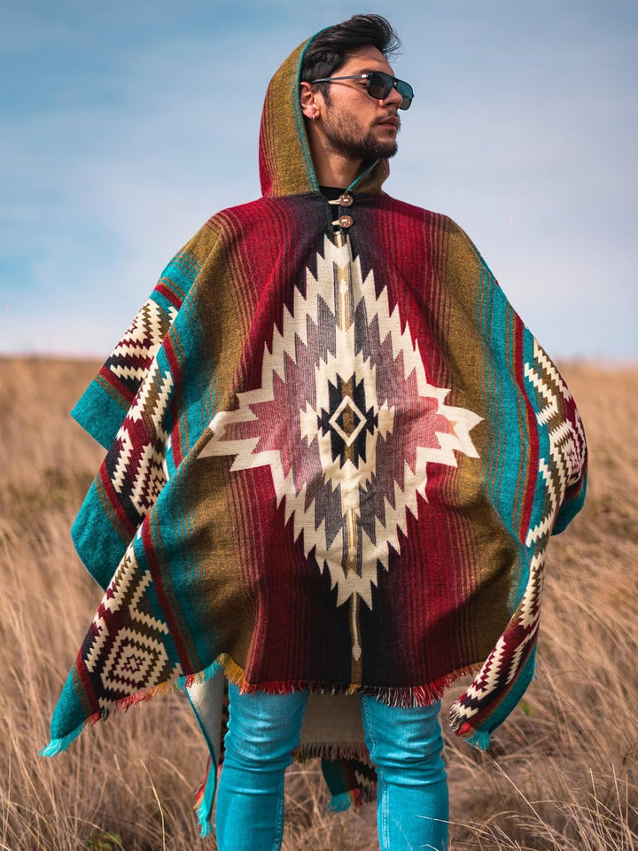 Alpaca World Unisex Alpaka Poncho Einheitsgrösse Meerblau, Weinrot, Beige, Variety