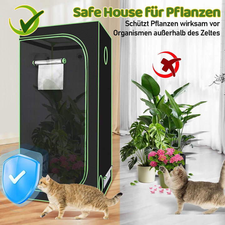 Growzelt 40x40x120 cm – Indoor-Growzelt aus 600D Polyester, transparentem PVC-Fenster, Ideal für opt