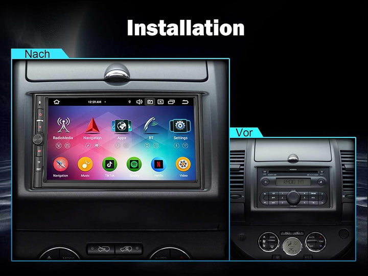 Erisin Universal 7 Zoll 8-Kern 4GB+64GB Android 14 Autoradio Doppel Din mit GPS Navigation Unterstüt