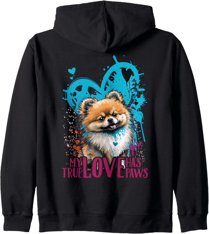 Pomeranerhunde mit Herzdeko, Valentinstag Kapuzenjacke