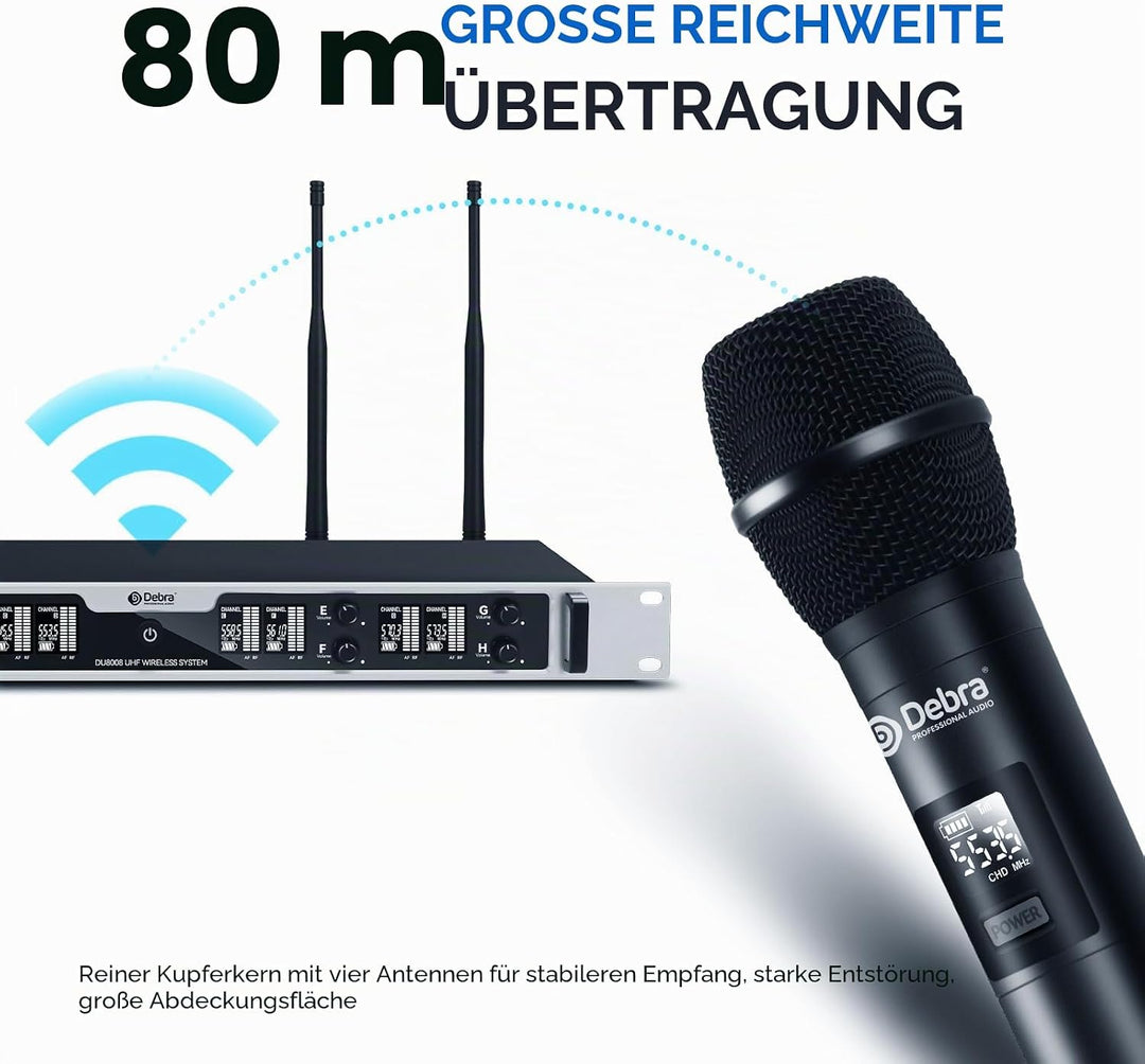 D Debra DU8008 Funkmikrofon-Set,UHF Drahtloses Mikrofon mit Schwanenhalsmikrofon,Plug-and-Play,Einst