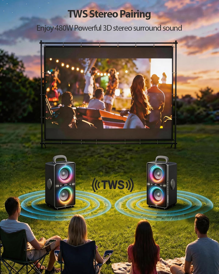 240W Musikbox Bluetooth Gross, kraftvoller, lauter Klang mit tiefen Bässen, 20H Akku,TWS-Funktion, P