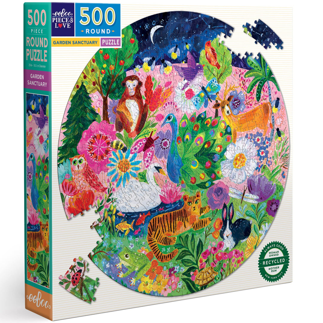 eeBoo - Round Puzzle 500 pcs - Garden Sanctuary - (EPZFGSA