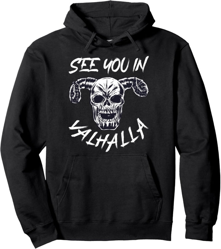 See you in Valhalla Totenkopf Odin Wikinger Pullover Hoodie