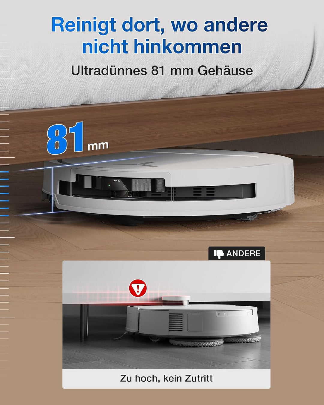 ECOVACS DEEBOT T50 Omni Saugroboter mit Wischfunktion,15.000 Pa, T30 Omni-Upgrade, Ausziehbare Seite
