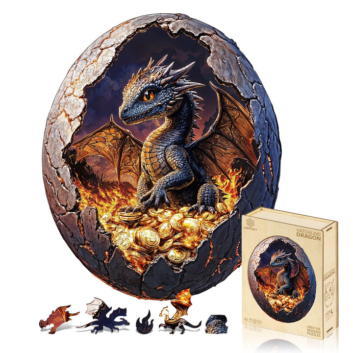 Jigfoxy Holzpuzzle Erwachsene, Junger Drache Holz Puzzle Erwachsen,einzigartiges Holztierpuzzle, Fam