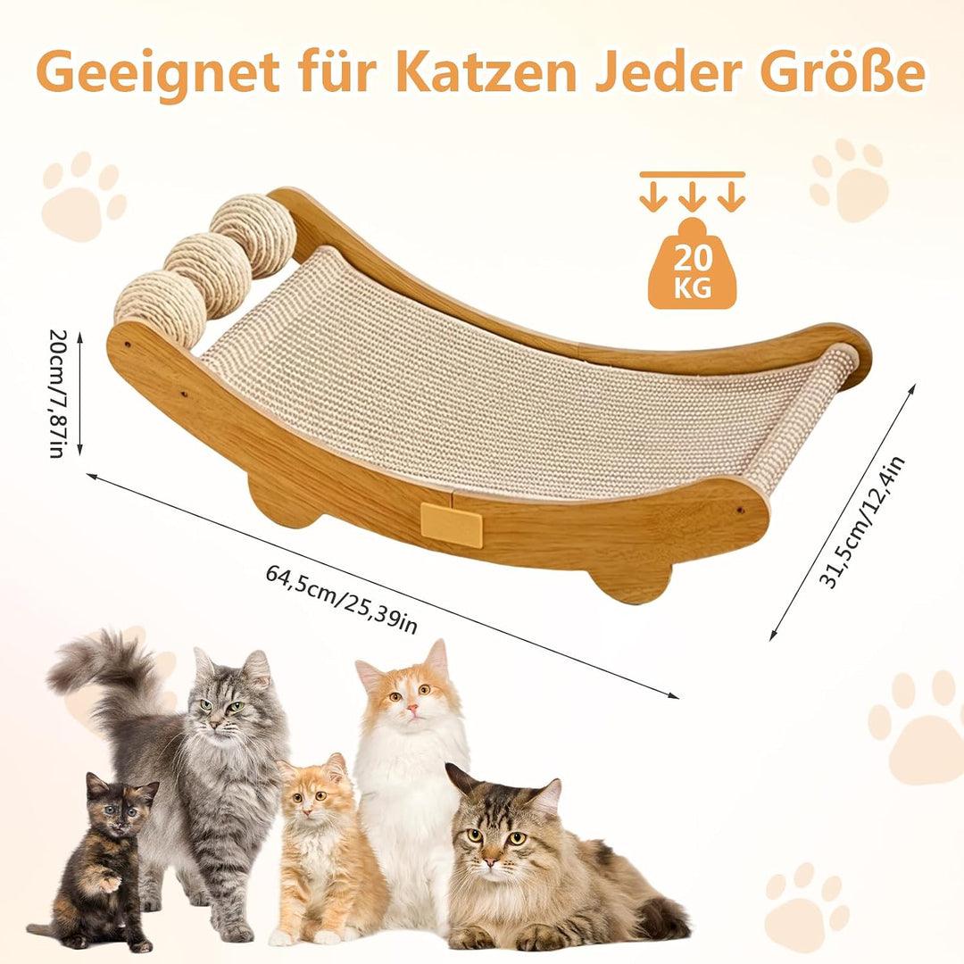 Kottwca Sisal Kratzbrett Katze, 3-IN-1 Kratzpappe für Katzen 64,5 x 31,5 cm