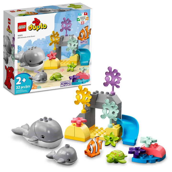LEGO DUPLO Wild Animals of the Ocean Set 10972, with Whale and Turtle Sea Animal Figuren &amp; Playmat,