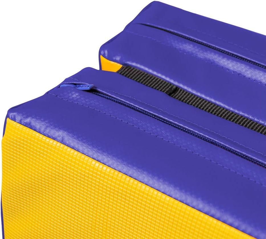Grevinga® Turnmatte VB 80 | Blau, 200 x 200 cm, Turnen, Klappbar auf 100 x 100 cm Gelb-Blau 200 x 10