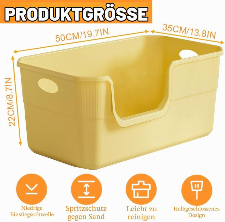 Katzenklo Hoher Rand 50 x 35 x 22cm,Katzentoilette Gross, Katzenklo XXL Ohne Deckel Katzenklo Gross