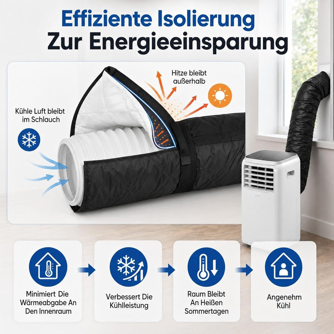 Klimaanlage Abluftschlauch Isolierung - Schlauchabdeckung | 150cm Cream Colored, Cream Colored