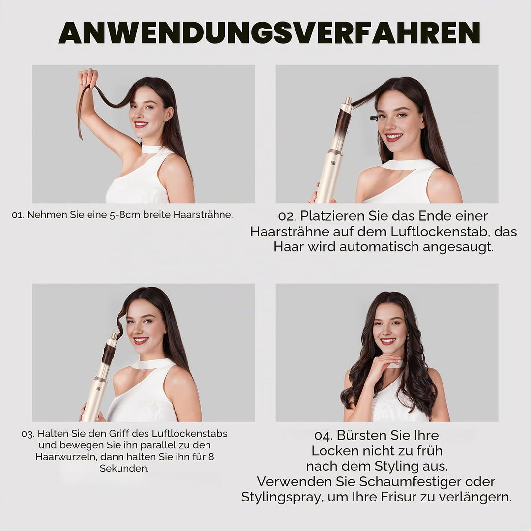 OKWRAP Haarstyler Hair Styler Set Hairstyler 5 in 1 Airstyler Air Curlers Föhn 5 in 1 Mit Rundbürste