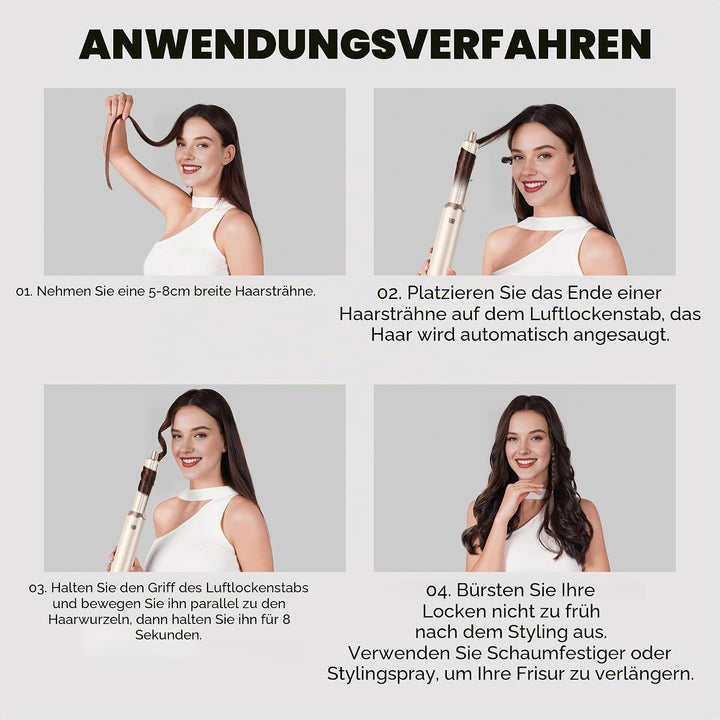 OKWRAP Haarstyler Hair Styler Set Hairstyler 5 in 1 Airstyler Air Curlers Föhn 5 in 1 Mit Rundbürste