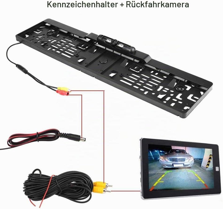 aqxreight - Kennzeichenkamera Kennzeichenrahmen EU 1080p mit Rückfahrkamera (infrarot)