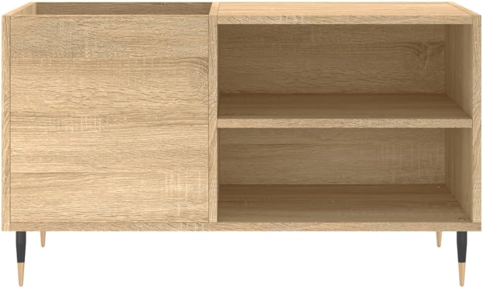 DJEKA Plattenschrank Holz Record Player Cabinet Sonoma Eiche-15 Plattenspieler Schrank 85x38x48 cm R