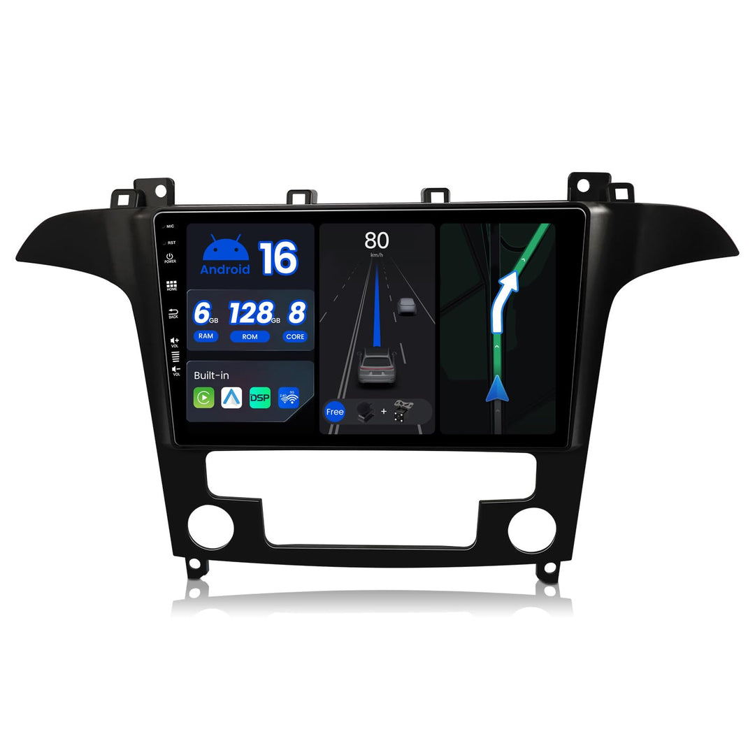 Android 16 - [6G+128G] - Autoradio Passt für Ford S-Max (2007-2015) - Kabellos CarPlay/Android Auto/