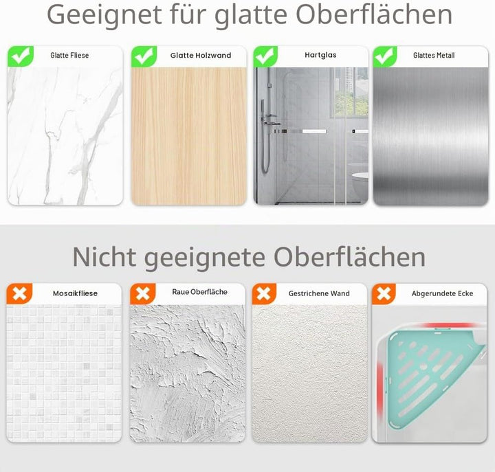 Sotfamily Plastik Duschablage ohne Bohren Ecke (Nur Für 90°), 2 Stück Duschregal Badregal ohne Bohre