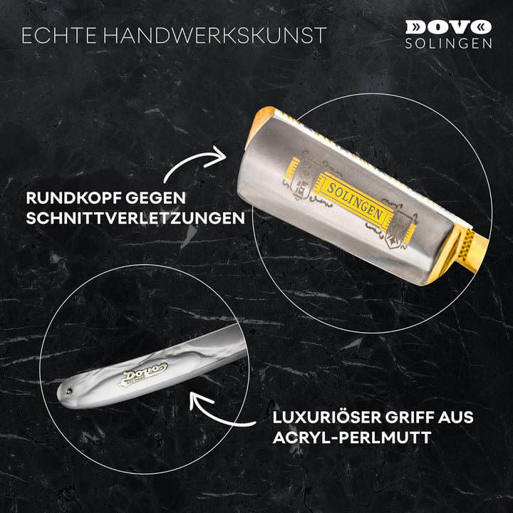 DOVO Rasiermesser Solingen - Carbonstahl Rasiermesser - 5/8 Zoll - Rundkopf - ganzer Hohlschliff - D