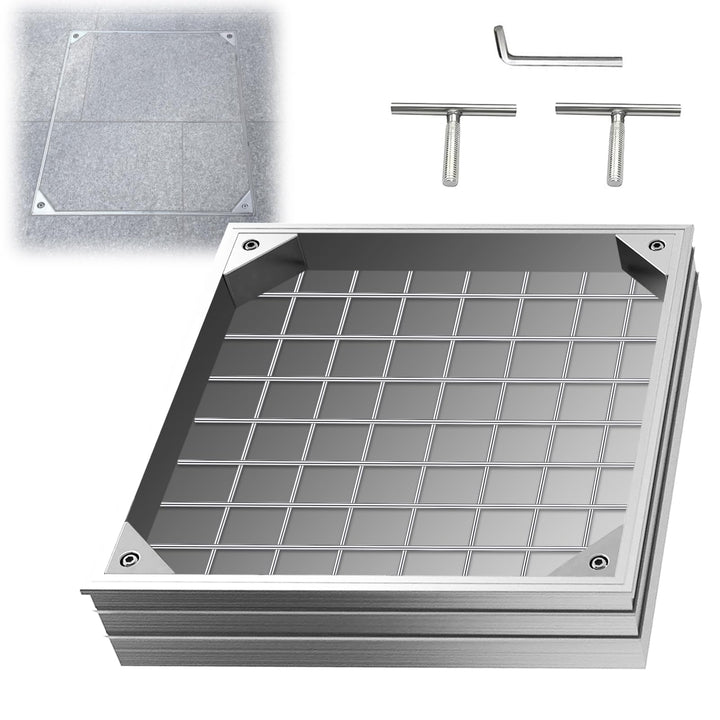 LIROPAU Schachtabdeckung 600x600mm Aluminium Versenkte Schachtdeckel 60CM, 60CM