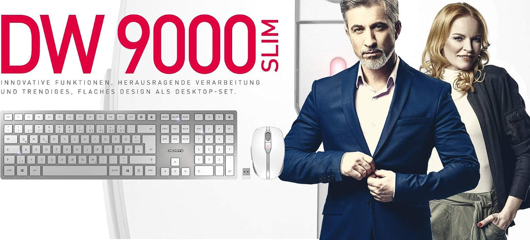 CHERRY DW 9000 Slim - Kabelloses Tastatur-Maus-Set - 2in1 Bluetooth/Funk - deutsches Layout - QWERTZ