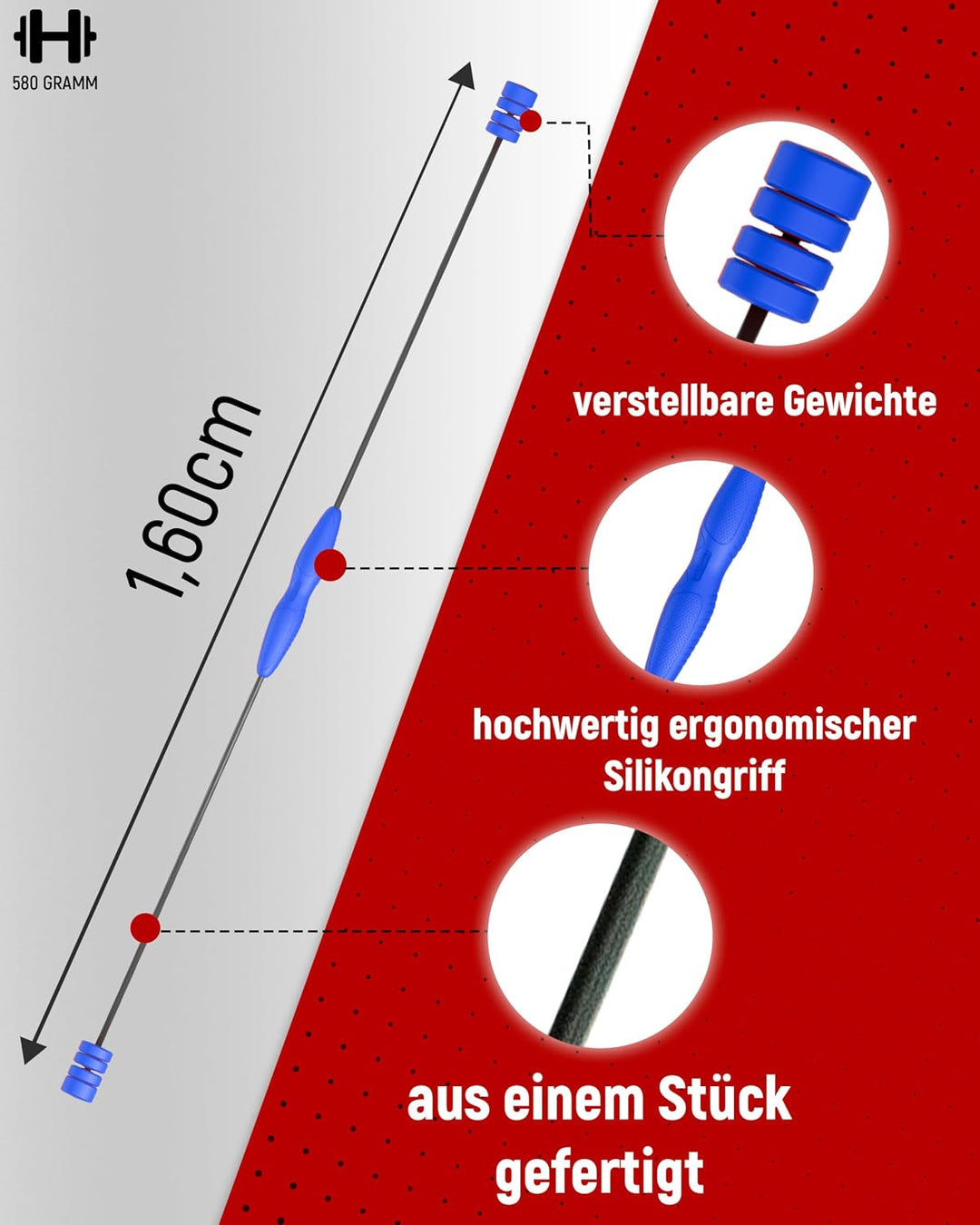NEOLYMP Schwingstab Fitness - Verstellbare Gewichte für Schwingenschlag - Gymnastikstab - Ergonomisc