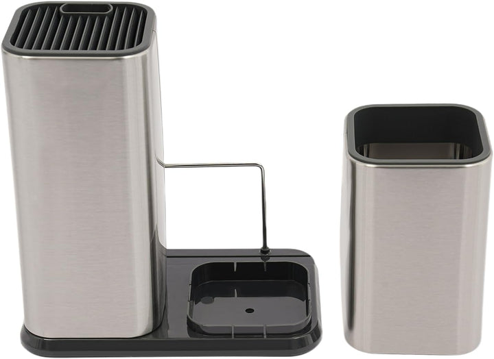 2 in 1 Messerblock ohne Messer, Mit Schlitzen und multifunktionalem Lagerregal, Suitable for kitchen