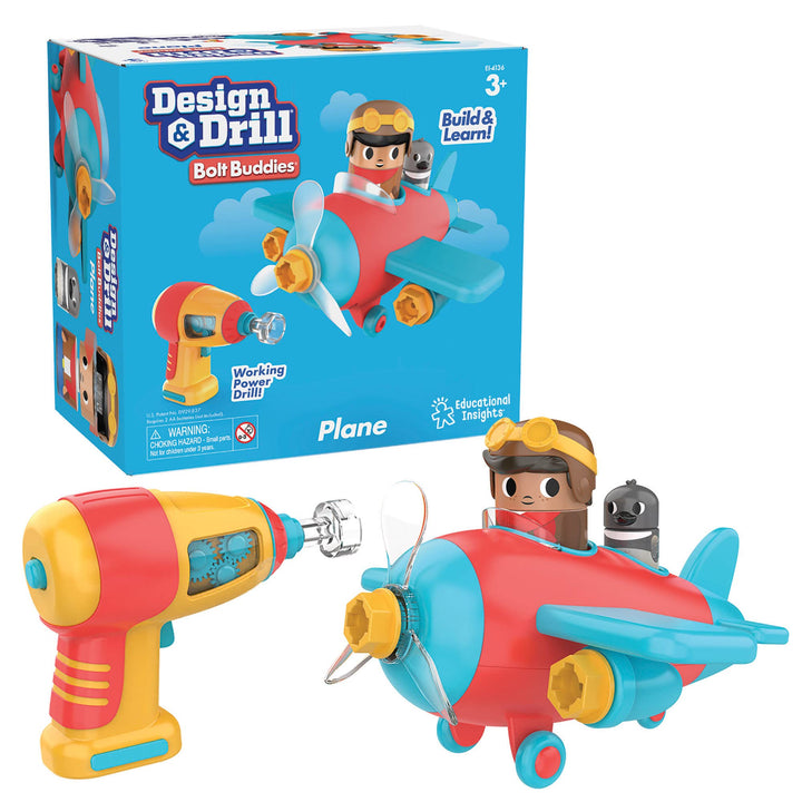 Learning Resources Design &amp; Drill Schrauberkumpel Flugzeug, Flieger-Spielset mit Flugzeug und Pilotf