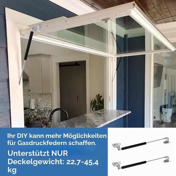 2 Stück Gasdruckdämpfer Anhänger, 50cm 300N L-Typ Hydraulische Gasdruckfeder Schwerlast Gasdruckfede