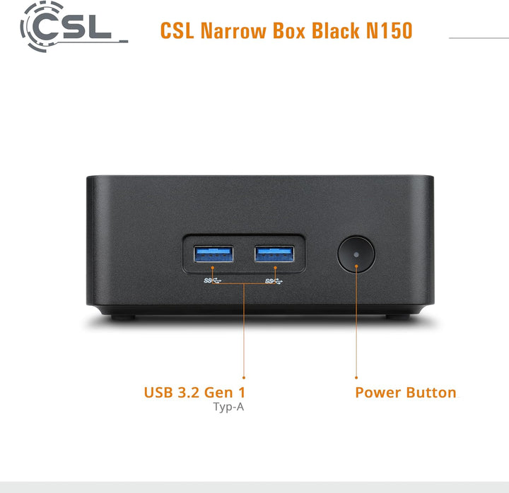 Mini PC Narrow Box Black - Intel N150, 8 GB RAM, 128 GB SSD, Windows 11 128.0 GB Windows 11 Home 8.0