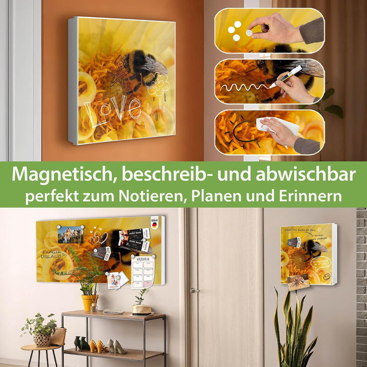 banjado Grosser Schlüsselkasten Metall - Schlüsselbox 30x30cm beschreibbarer mit 32 Haken - Schlüsse