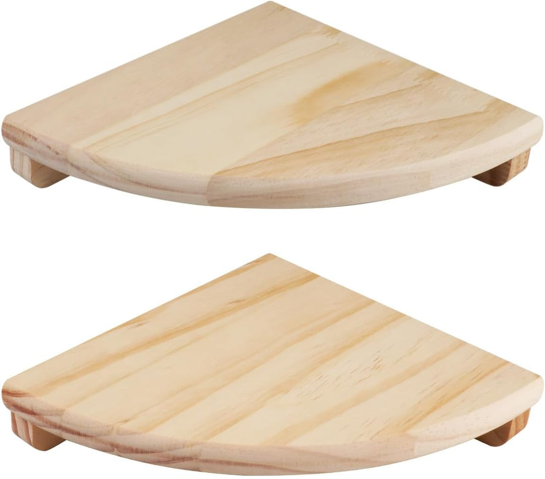 Eckregal Hängeregal,2er-Set 18cm Eiche Massivholz Eckregal runde Enden Wandregal Holz Vintage Landha