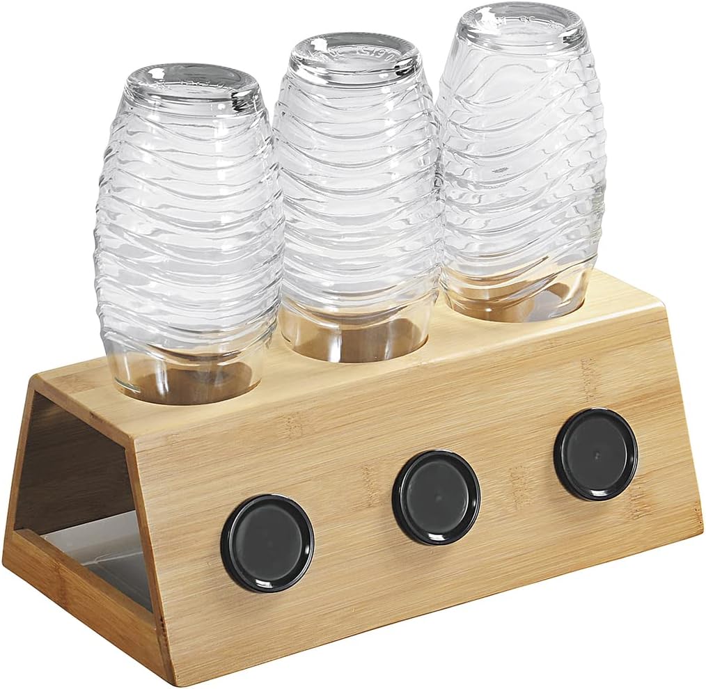 Kesper Flaschenhalter für 3 Flaschen aus Bambus in der Farbe Natur, Masse: 32cm x 17,5cm x 12cm, 586