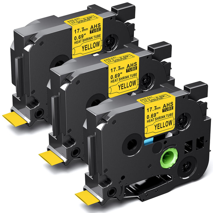 HSe-641 Kompatible mit Brother Schrumpfschlauch 17.7mm Gelb, 3PK Schwarz auf Gelb 17.7mm x 1.5m 3, S