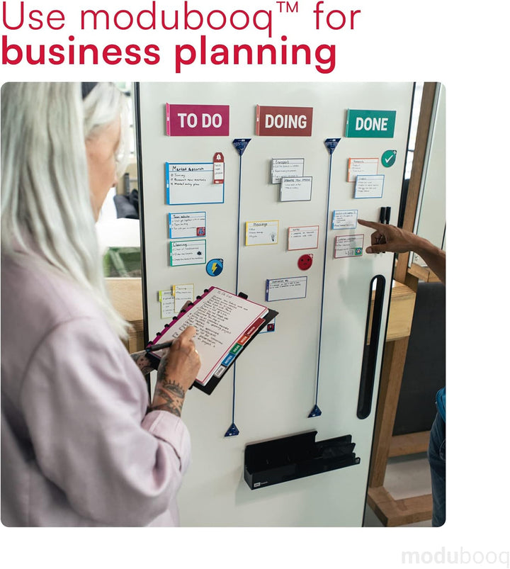 MODUBOOQ notes, block - Modular Wiederverwendbar Smart Notizbuch A5-40 linierte, blaue Seiten mit du