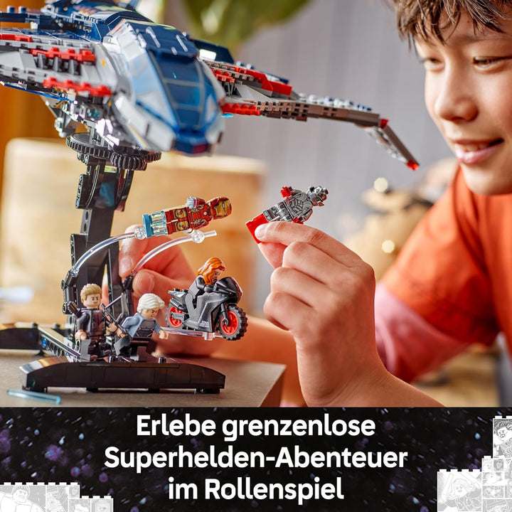 LEGO | Marvel Avengers: Age of Ultron Quinjet – Superhelden Spielzeug Flugzeug mit Motorrad und 5 Mi