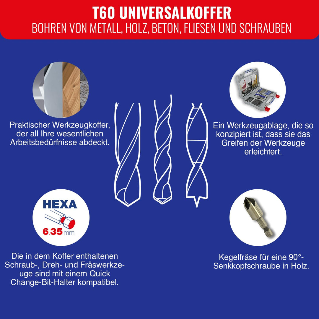 Tivoly 11901170060 T60 Kombi-Koffer für Bohrer und Bits