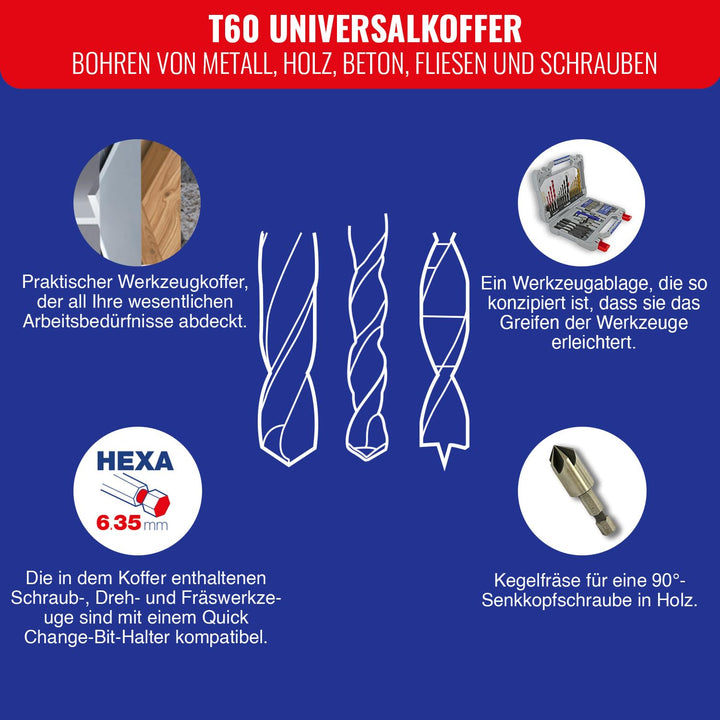 Tivoly 11901170060 T60 Kombi-Koffer für Bohrer und Bits