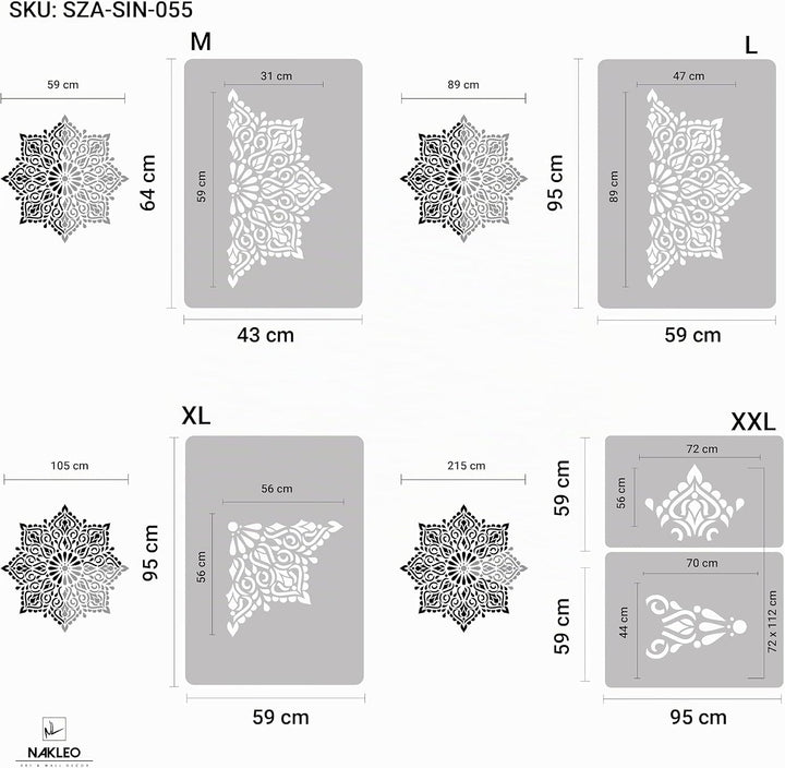 Wiederverwendbare Wandschablone aus Kunststoff // Quadratisches Mandala // Muster Schablone Vorlage